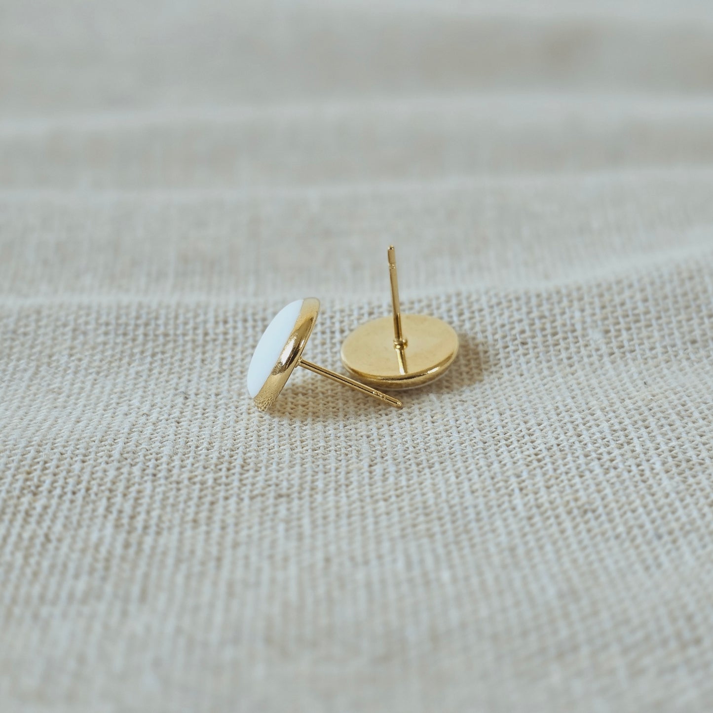 Earrings White Button