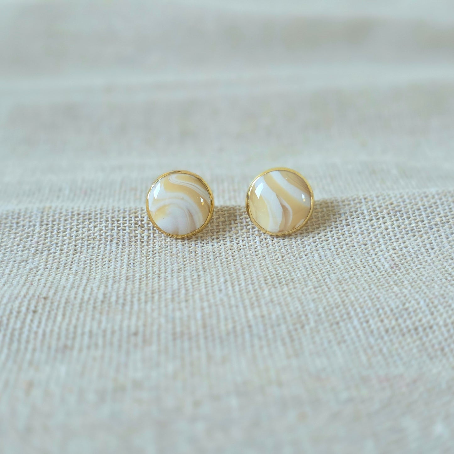 Earrings Marbled Button