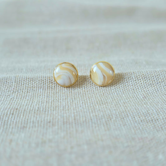 Earrings Marbled Button